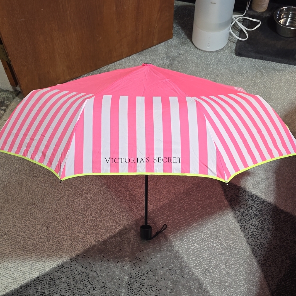 Victoria's Secret Pink and White Striped Umbrella